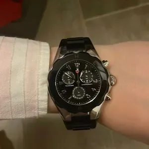 Michele | Jewelry | Black Rubber Michele Watch With Silver  display picture 1